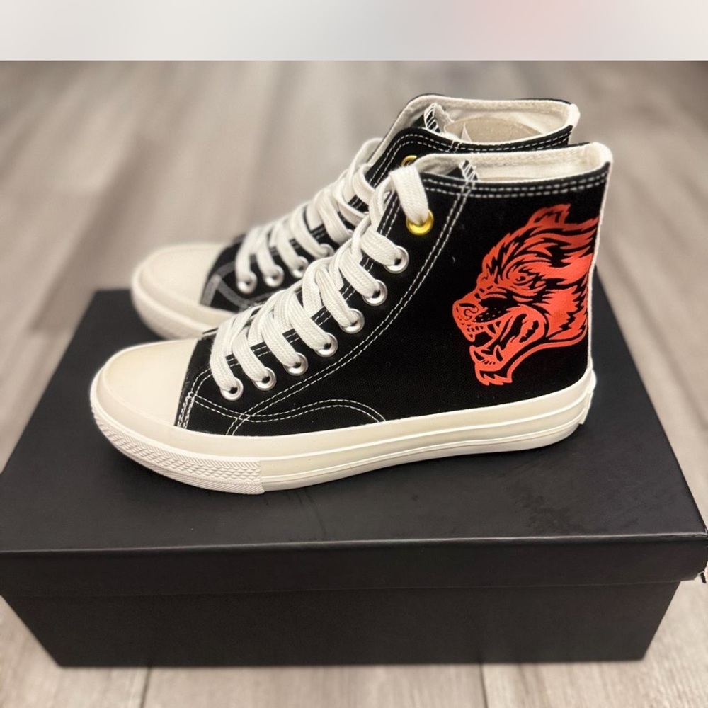 Darc Sport Black and Red High-Top Sneakers